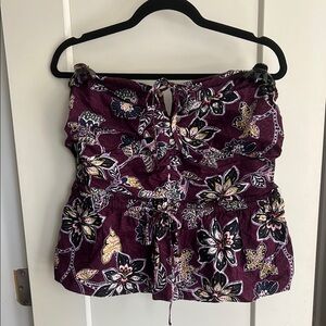 Loft Floral Purple Strapless Women's Top
